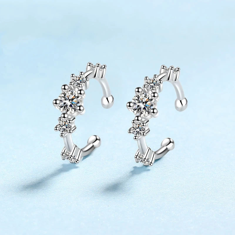 Girlfriend Birthday Gift 18K White Gold Clip Earrings Women Wedding Fine Jewelry 0.64CT Moissanite Diamond Girl Valentine's Day