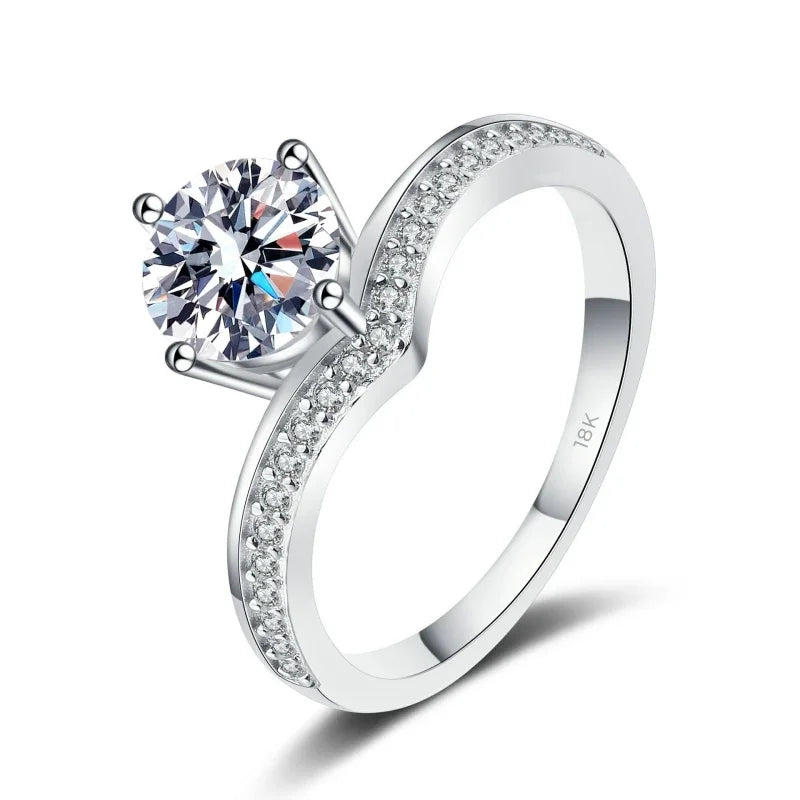 Engagement 18K White Gold Wedding Band Women VVS D Color 0.5/1/2CT Moissanite Diamond Girl PT950 Platinum Valentine's Day Rings