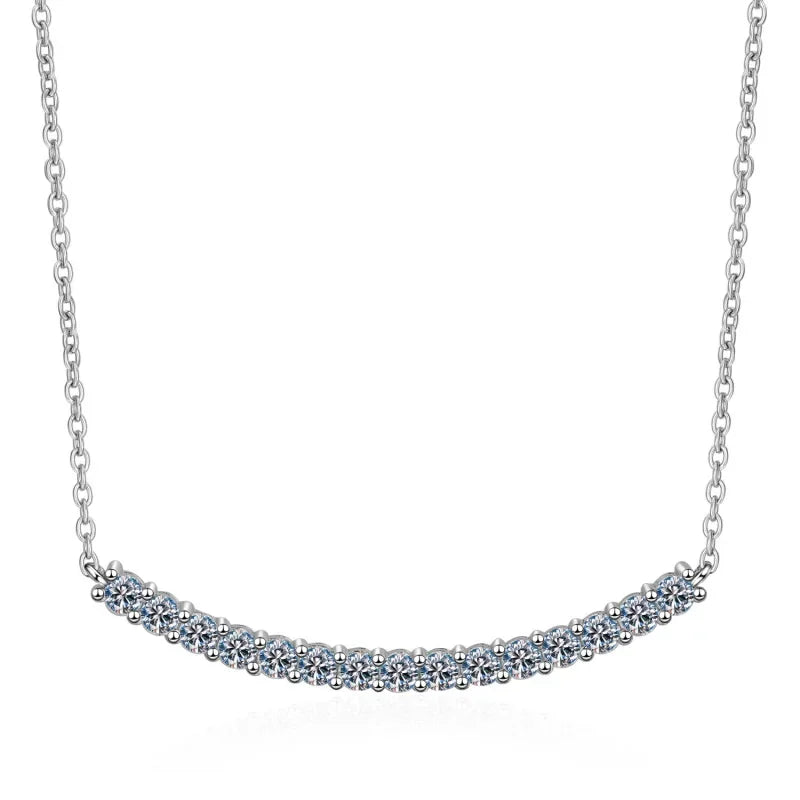 Flawless 18K White Gold Chain Wedding Fine Jewelry Certified Moissanite Diamond Simple Smile Necklace for Women Birthday Gift