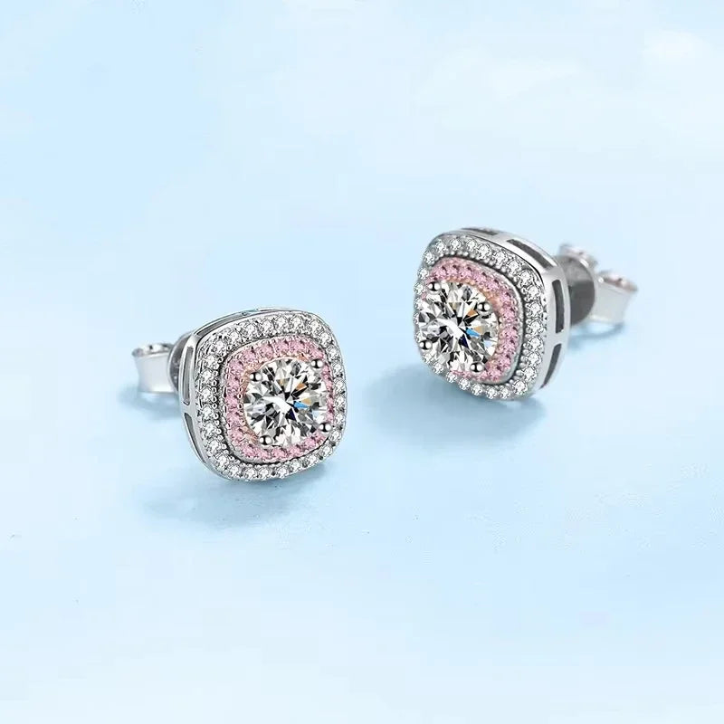 Girlfriend Birthday Gift 18K White Gold Stud Earrings 0.5CT Moissanite Diamond Women Valentine's Day PT950 Platinum Fine Jewelry