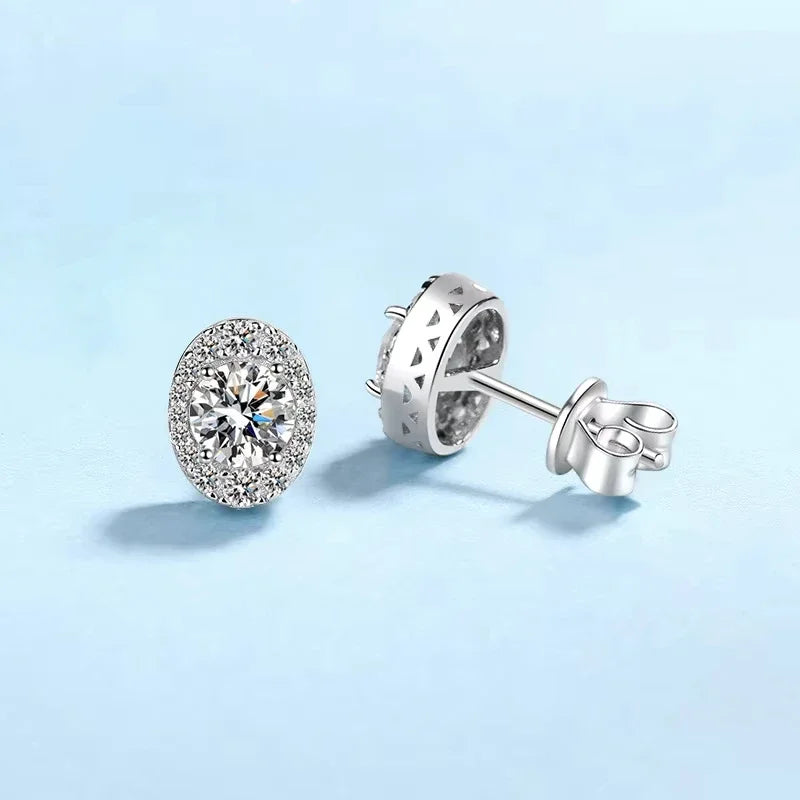 Valentine's Day PT950 Platinum Wedding Earplug Stud Earrings Women Engagement 1CT Moissanite Diamond Girlfriend Birthday Gift