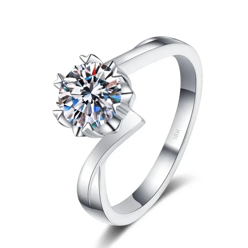 Women Wedding Band 18K White Gold Engagement Twisted Rings 0.5/1/2CT Moissanite Diamond Girlfriend PT950 Platinum Birthday Gift