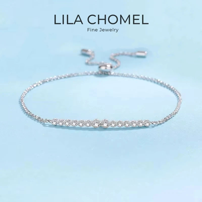 Women Valentine's Day 18K White Gold Girl Wedding Bracelets 0.24CT Moissanite Diamond PT950 Platinum Daughter Birthday Gift Lady