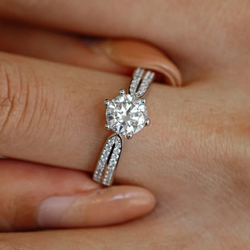 Girl Valentine's Day 18K White Gold Birthday Gift Rings 0.5/1/2/3CT Moissanite Diamond Women Wedding Band PT950 Platinum Jewelry