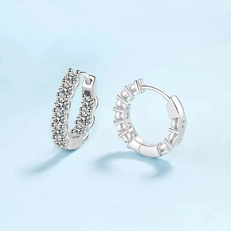 Wedding 18K White Gold Hoop Earrings for Women Engagement Fine Jewelry Girl 1.8Carat Moissanite Diamond Girlfriend Birthday Gift
