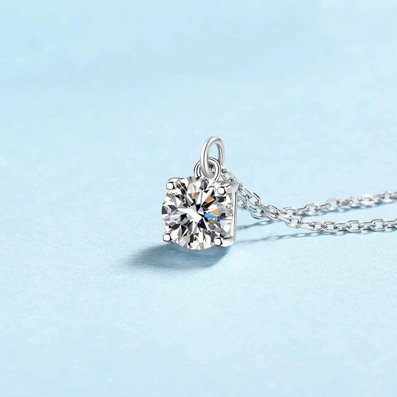 Girl Birthday Gift 18K White Gold Valentine's Necklaces 1CT Moissanite Diamond Daughter Adult's Day Women Wedding Fine Jewelry