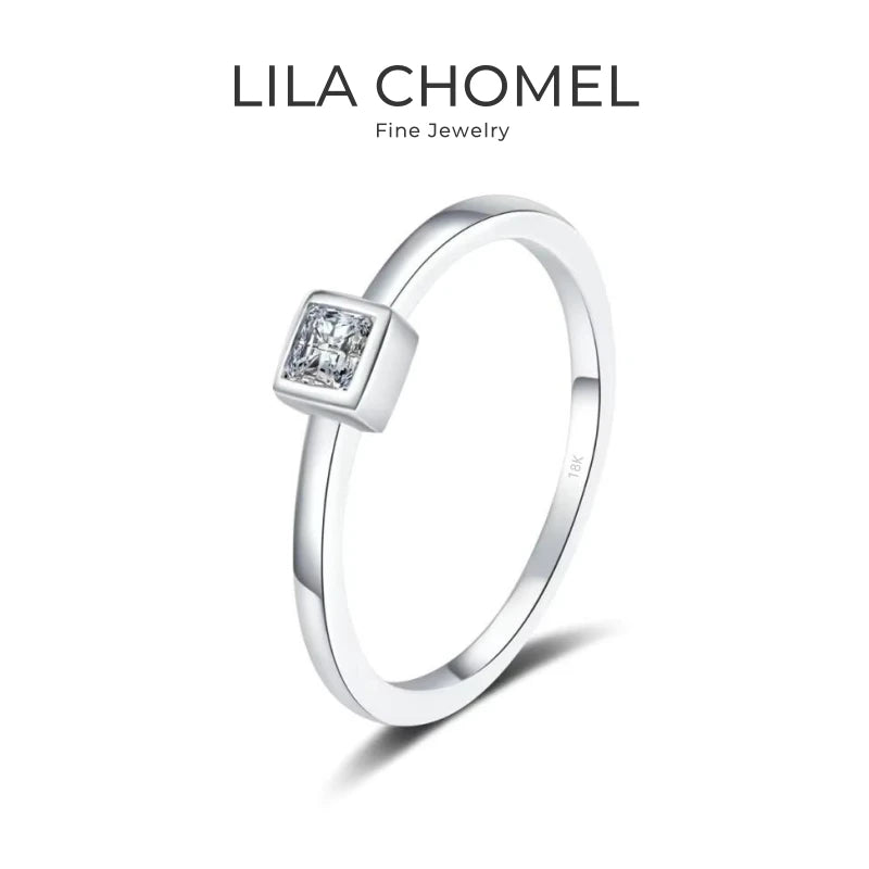 Fine Jewelry 18K White Gold Women Wedding Band Daughter Square Moissanite Diamond 0.3CT Girl Birthday Gift PT950 Platinum Rings
