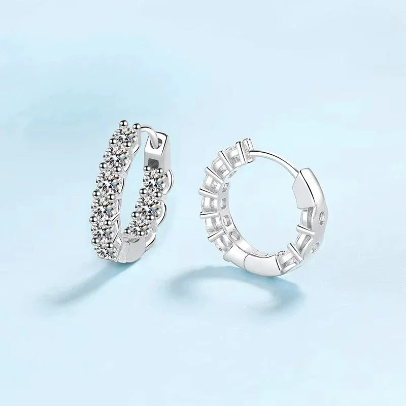 Valentine's Day Fine Jewelry Platinum PT950 Wedding Hoop Earrings Women Engagement 1.8CT Moissanite Diamond Girl Birthday Gift