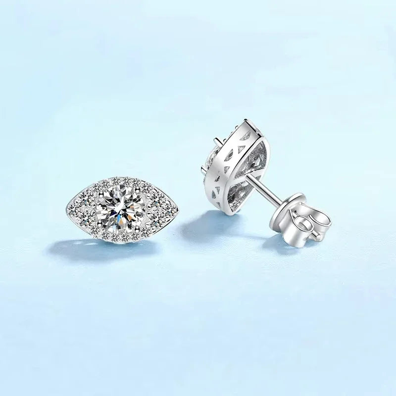Girlfriend PT950 Platinum Earplug Stud Earrings Women Birthday Gift 1CT Oval Moissanite Diamond Valentine's Day Fine Jewelry INS