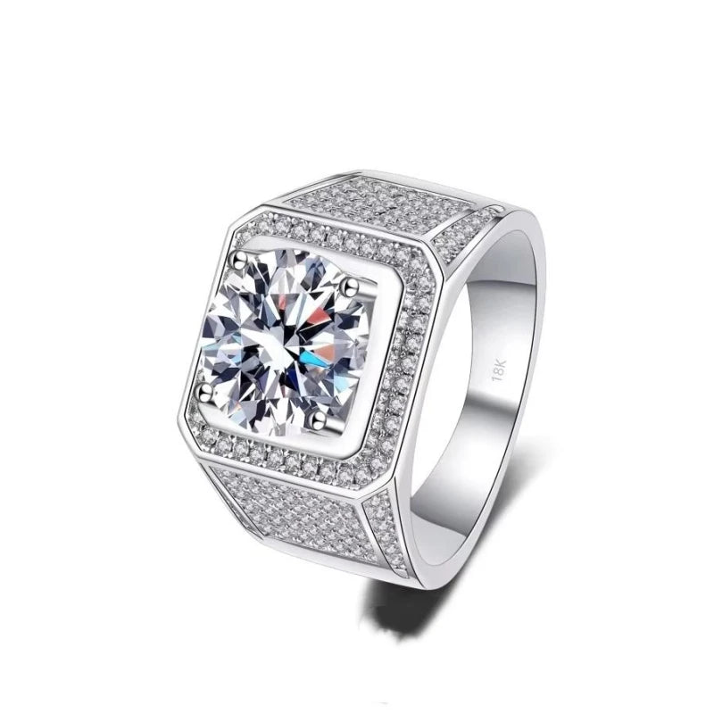 Engagement Men 18K White Gold Wedding Band 2/5CT Moissanite Diamond Boyfriend Birthday Gift PT950 Platinum Valentine's Day Rings