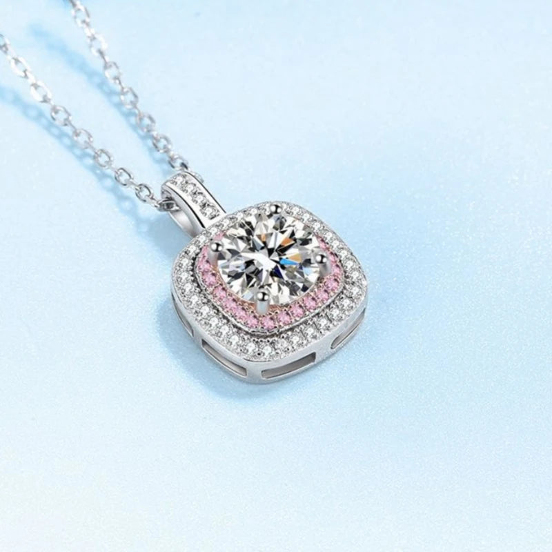Girl Valentine's Day Platinum PT950 Daughter Birthday Gift Necklaces 1CT VVS D Color Moissanite Diamond Women Engagement Jewelry