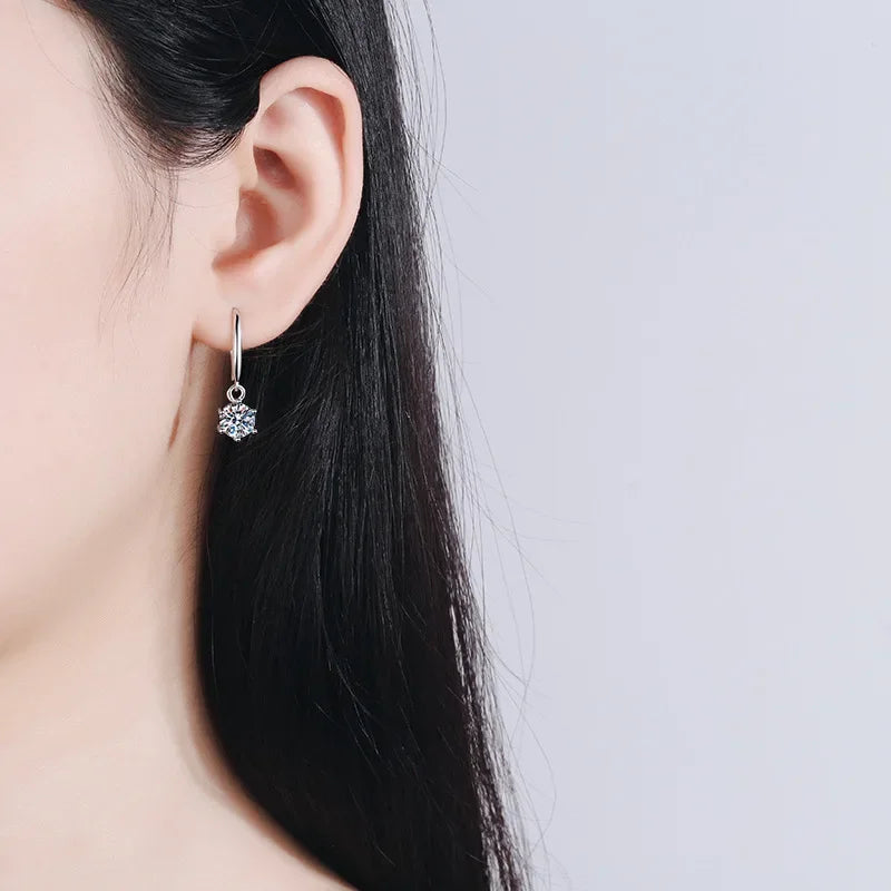 Girl Birthday Gift 18K White Gold Women Wedding Jewelry 1/2CT Moissanite Diamond Valentine's Day PT950 Platinum Drop Earrings