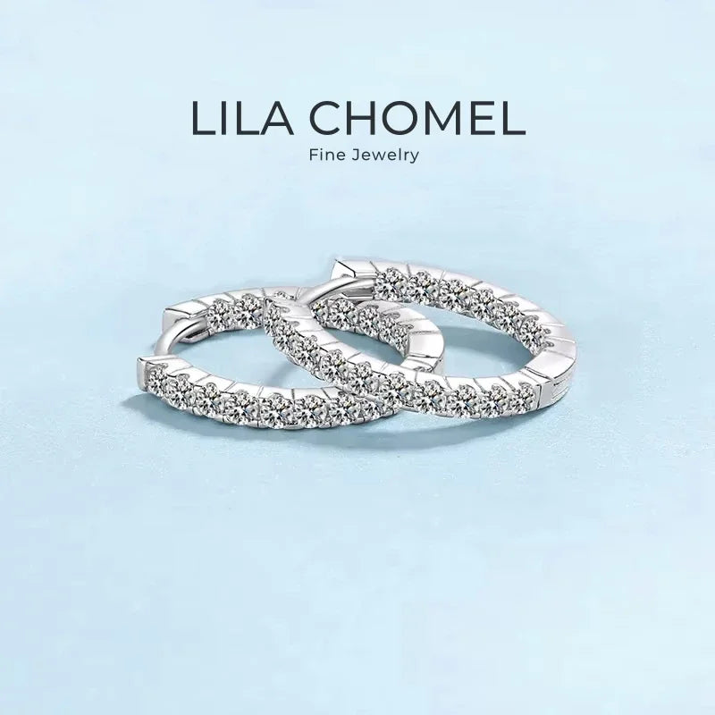 Girl Birthday Gift 18K White Gold Wedding 0.9CT Moissanite Diamond Women Engagement PT950 Platinum Valentine's Day Hoop Earrings