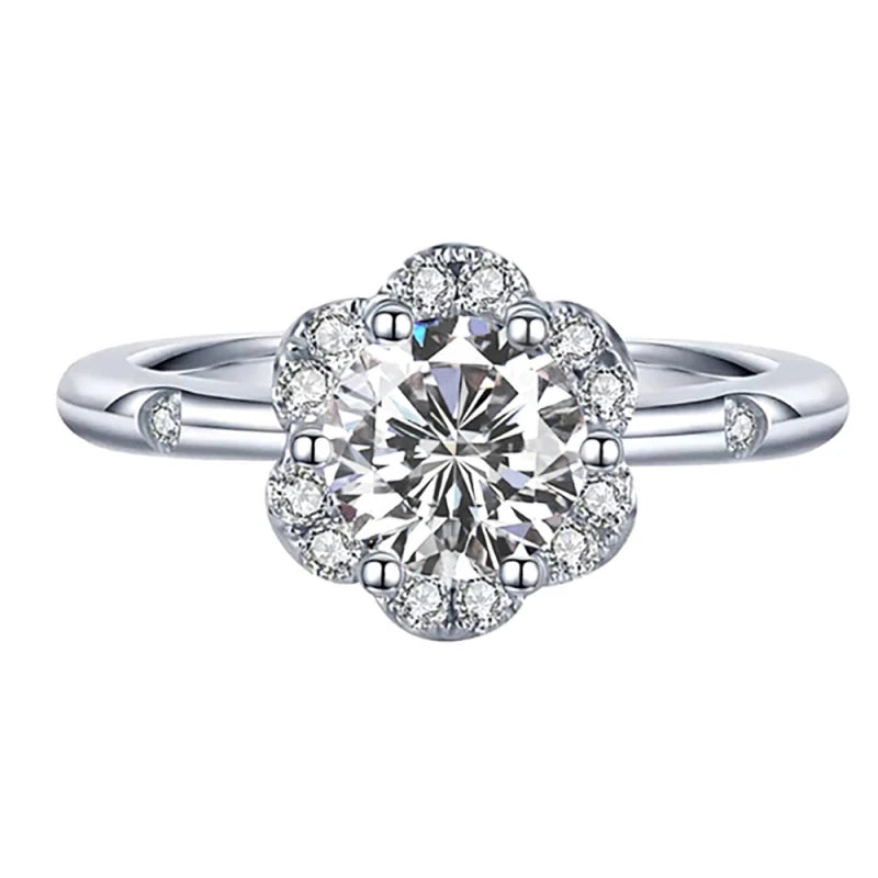 Girlfriend Valentine's Day 18K White Gold Women Wedding Band 1CT Moissanite Diamond Daughter Birthday Gift PT950 Platinum Rings