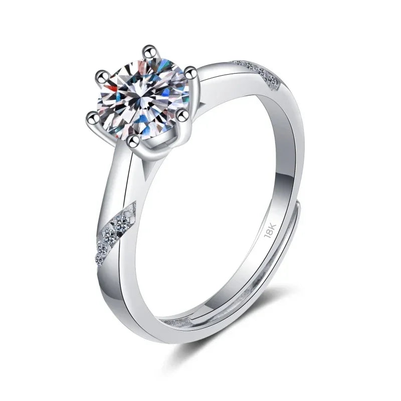 Engagement Women 18K White Gold Wedding Band VVS1 D Color 0.5/1/2CT Moissanite Diamond Birthday Gift Girl Valentine's Day Rings