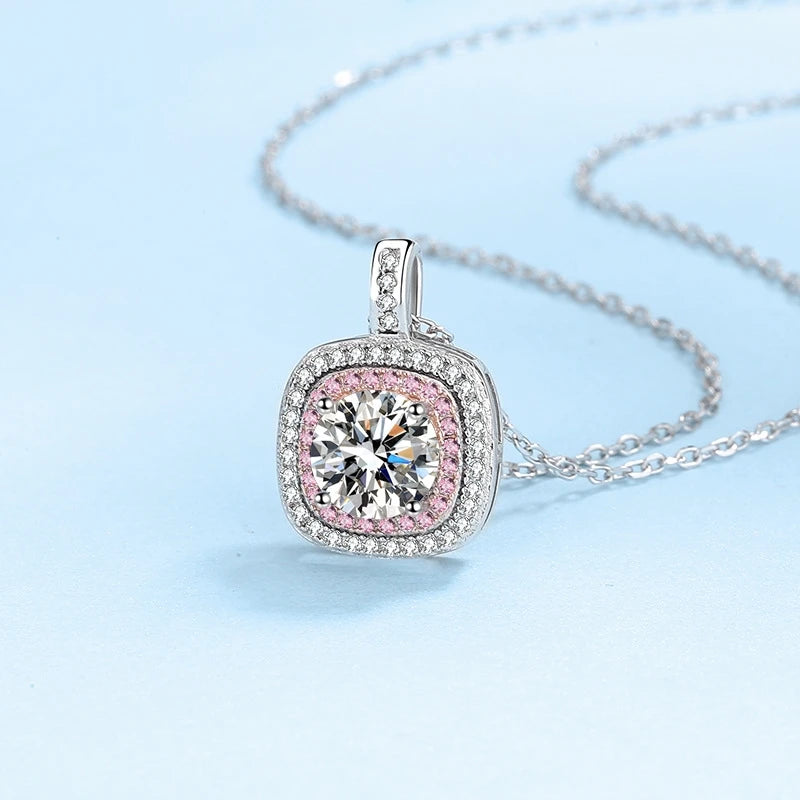 Girl Valentine's Day Platinum PT950 Daughter Birthday Gift Necklaces 1CT VVS D Color Moissanite Diamond Women Engagement Jewelry