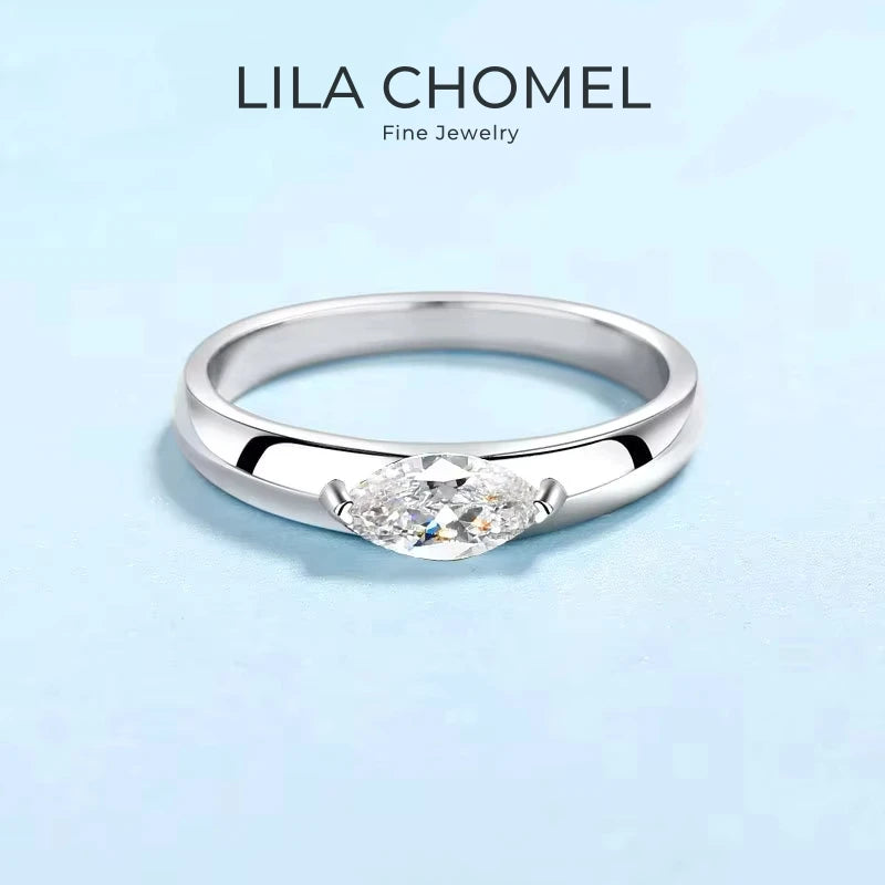 Girlfriend Birthday Gift White Gold 18K Fine Jewelry Mariquesa 4*8 Moissanite Diamond 0.5CT Women PT950 Platinum Wedding Band