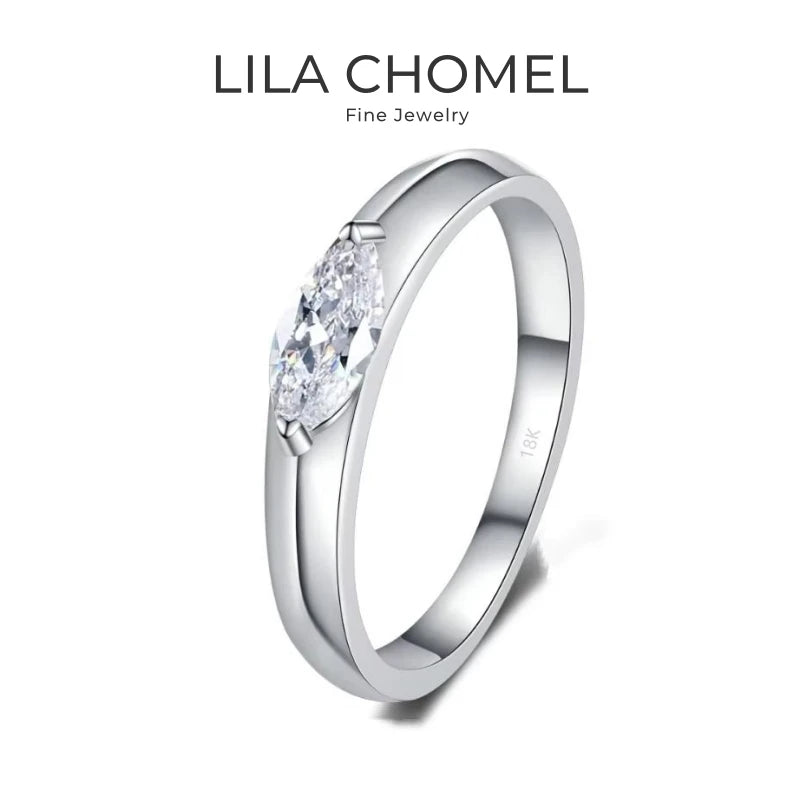 Girlfriend Birthday Gift White Gold 18K Fine Jewelry Mariquesa 4*8 Moissanite Diamond 0.5CT Women PT950 Platinum Wedding Band
