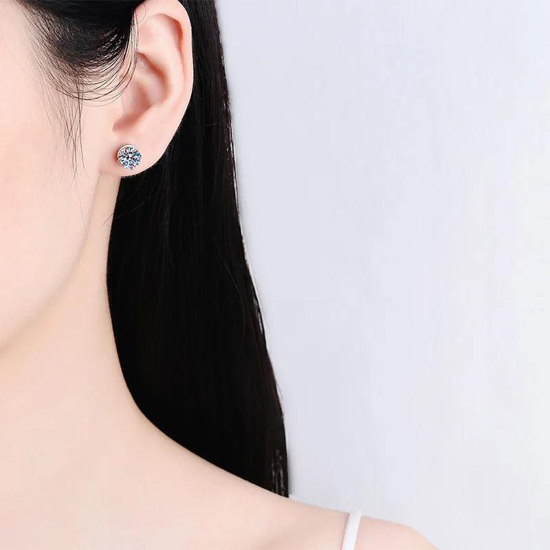 Daughter Birthday Gift PT950 Platinum 0.5/1/2ct Screw Stud Earrings Women Wedding Fine Jewelry Girl Valentine's Day Engagement