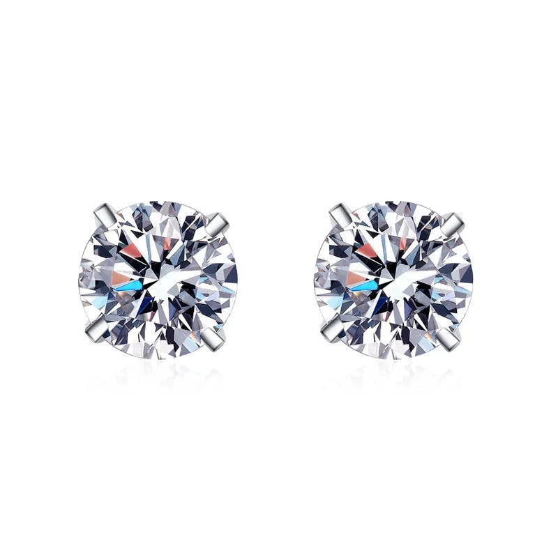 Engagement PT950 Platinum Earplug Stud Earrings Women Wedding 1/2CT Moissanite Diamond Girl Birthday Gift Daughter Fine Jewelry