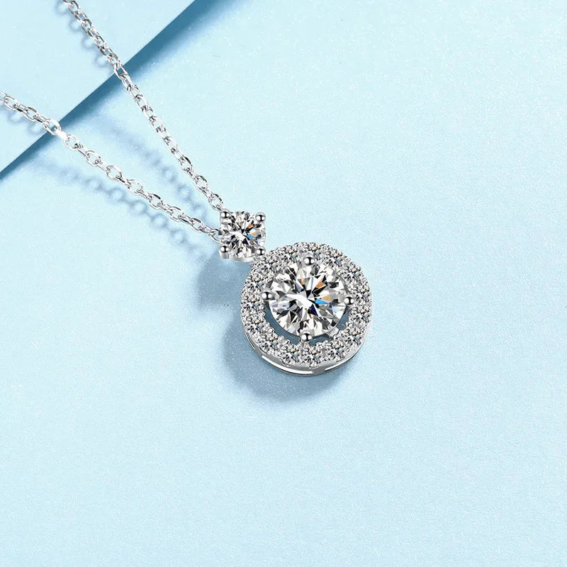 Colar de platina PT950 para dia dos namorados, feminino, casamento, 1,3 ct, pingente de diamante moissanite, presente de aniversário para filha, joias finas