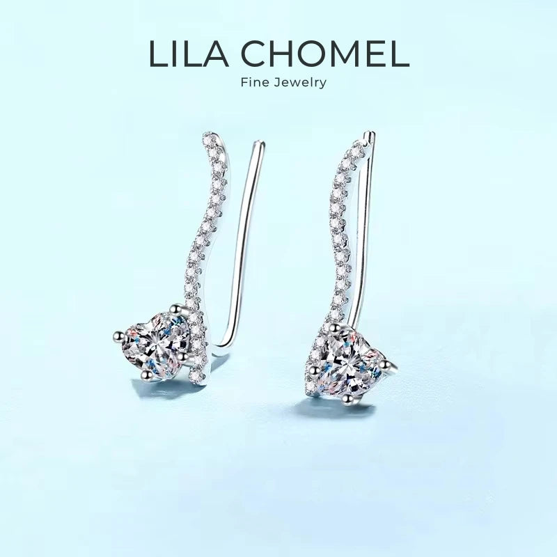 Girlfriend Birthday Gift 18K White Gold Women Wedding Stud Earrings 1CT Moissanite Diamond PT950 Platinum Lady Valentine's Day