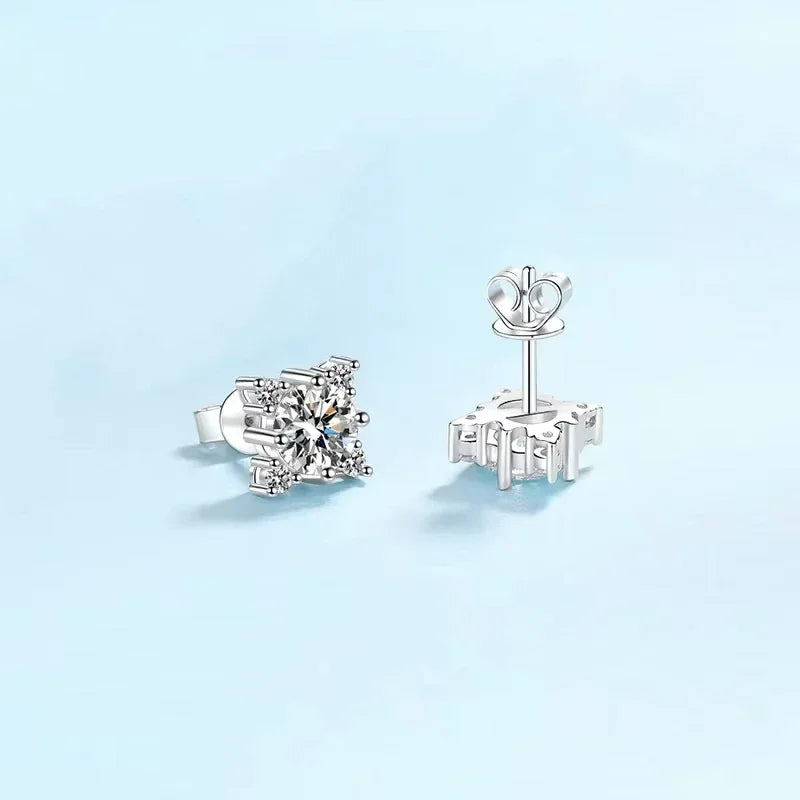 Girl Birthday Gift 18K White Gold Earplug Stud Earrings Women Wedding 1/0.5CT Moissanite Diamond PT950 Platinum Valentine's Day