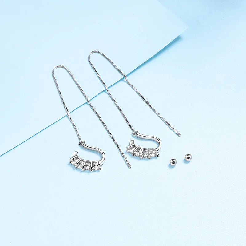 Valentine's Day Girl 18K White Gold Screw Drop Earrings Wedding Women 0.8CT Moissanite Diamond Birthday Gift Wife Fine Jewelry