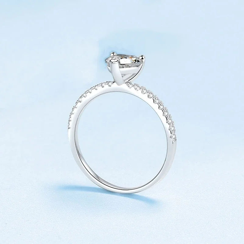 Engagement Women 18K White Gold Wedding Band 1/2CT Heart Moissanite Diamond Girlfriend Valentine's Day PT950 Platinum Lady Rings
