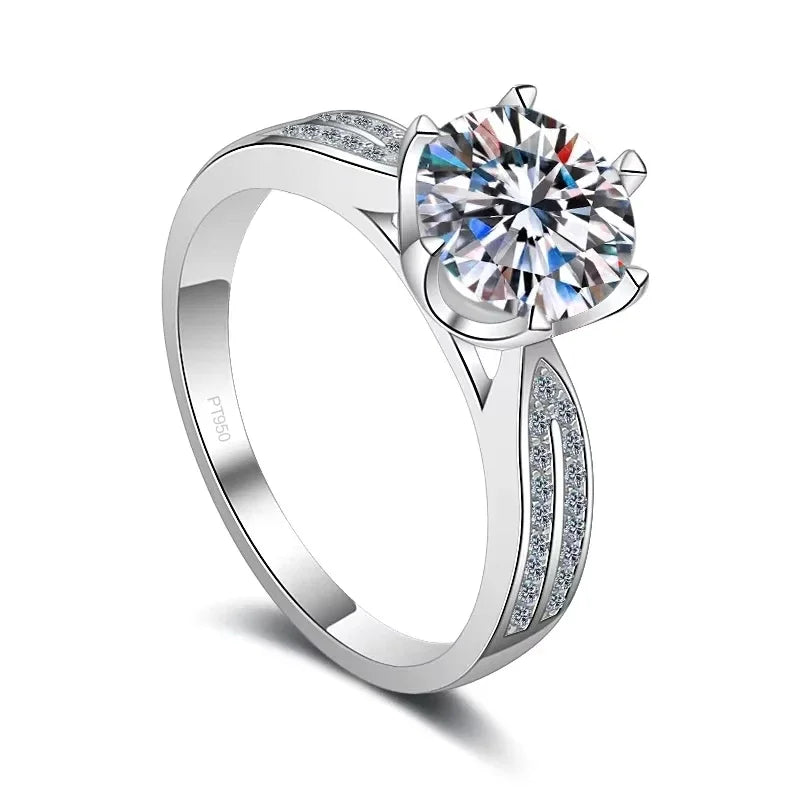 Girlfriend Valentine's Day PT950 Platinum Rings Engagement Moissanite Diamond VVS1 D Color 1CT Wedding Band Women Birthday Gift
