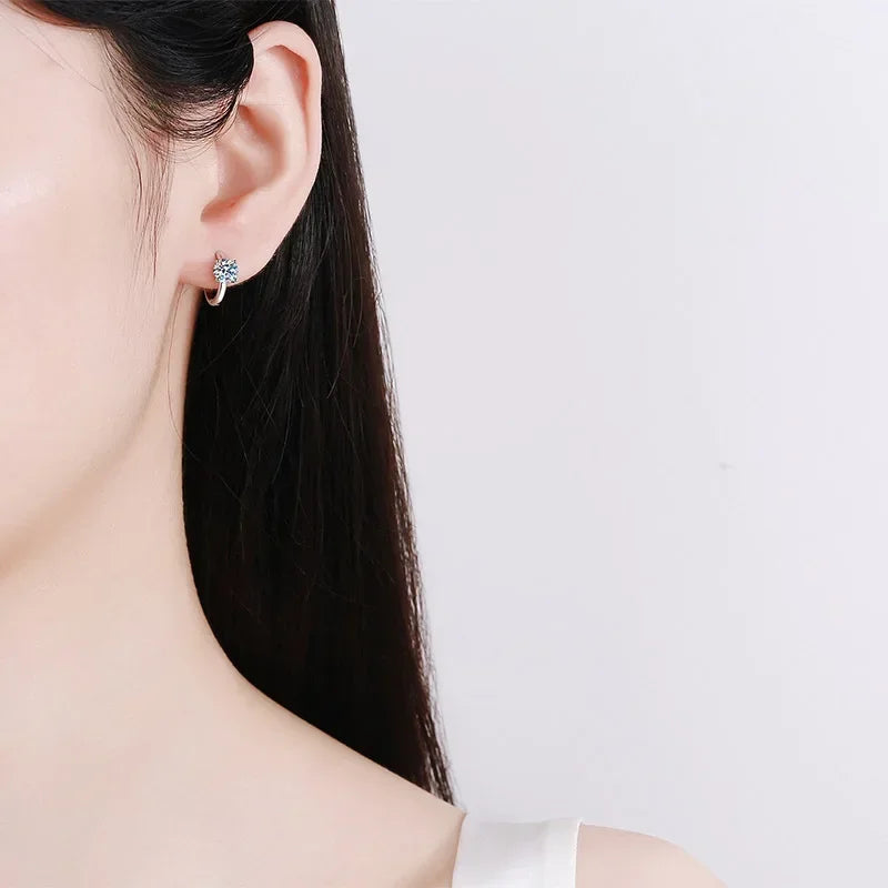 Designer Engagement PT950 Platinum Women Wedding Hoop Earrings Moissanite Diamond 1/2CT Valentine's Day Girlfriend Birthday Gift