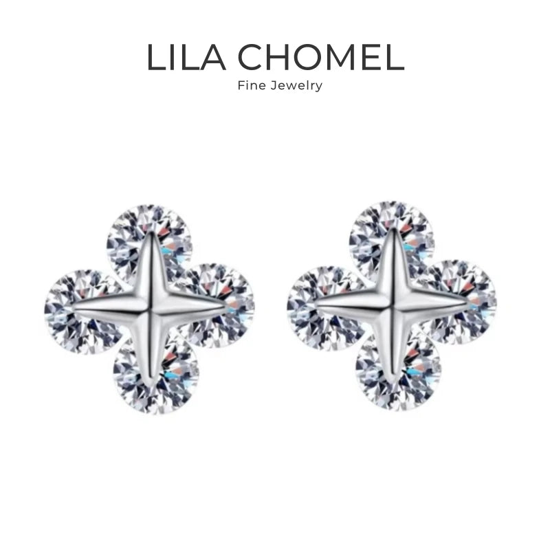 Lady Valentine's Day 18K White Gold Women Wedding Stud Earrings 0.8CT Moissanite Diamond PT950 Platinum Girl Birthday Gift Party