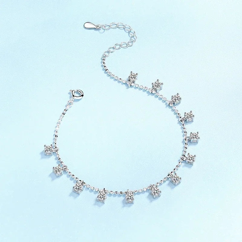 Daughter Birthday Gift 18K White Gold Bracelets 1.3/3.9CT Moissanite Diamond Women Wedding PT950 Platinum Girl Valentine's Day