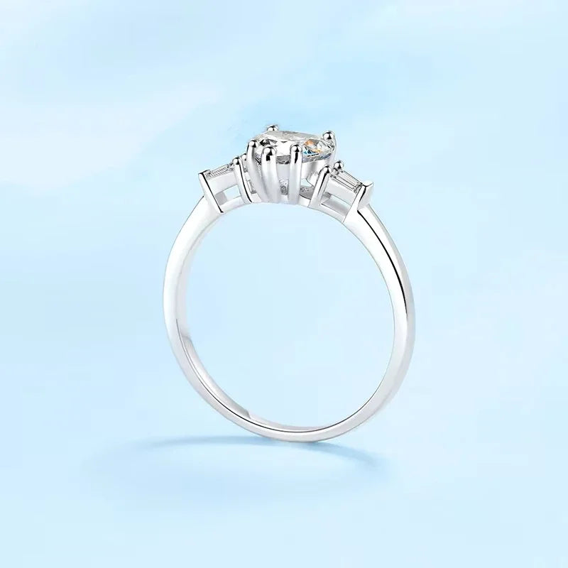 Designer Engagement 18K White Gold Women Wedding Band Lady 1CT Moissanite Diamond PT950 Platinum Girl Valentine's Day Gift Rings