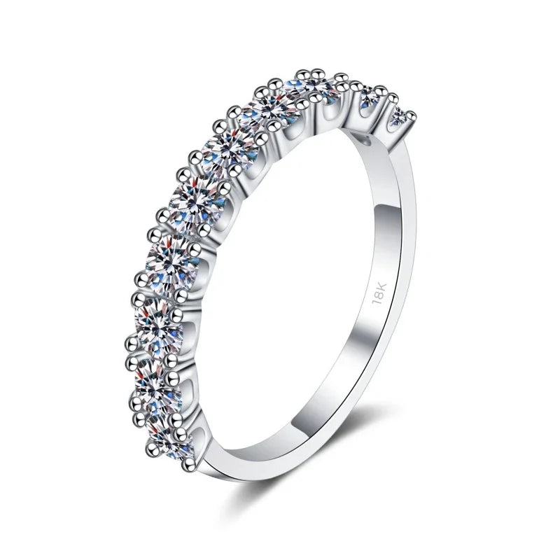 Girlfriend 18K White Gold Wedding Band VVS1 D Color 0.6/1CT Moissanite Diamond Birthday Gift Women Valentine's Day Rings Jewelry