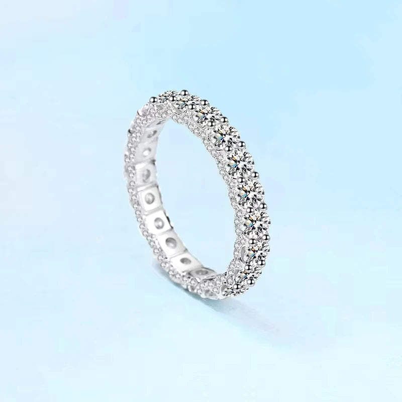 Women 18K White Gold Wedding Band 2.1CT Moissanite Diamond PT950 Platinum Girlfriend Birthday Gift Rings Valentine's Day Jewelry