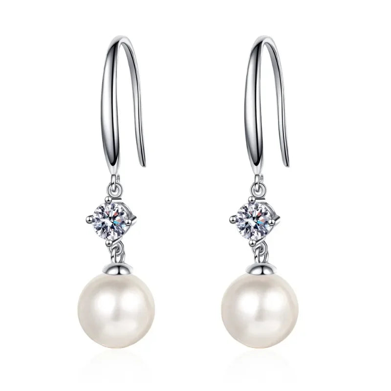 Engagement White Gold 18K Women Wedding Drop Earrings 0.6CT Moissanite Diamond Daughter Birthday Gift Girlfriend Valentine's Day