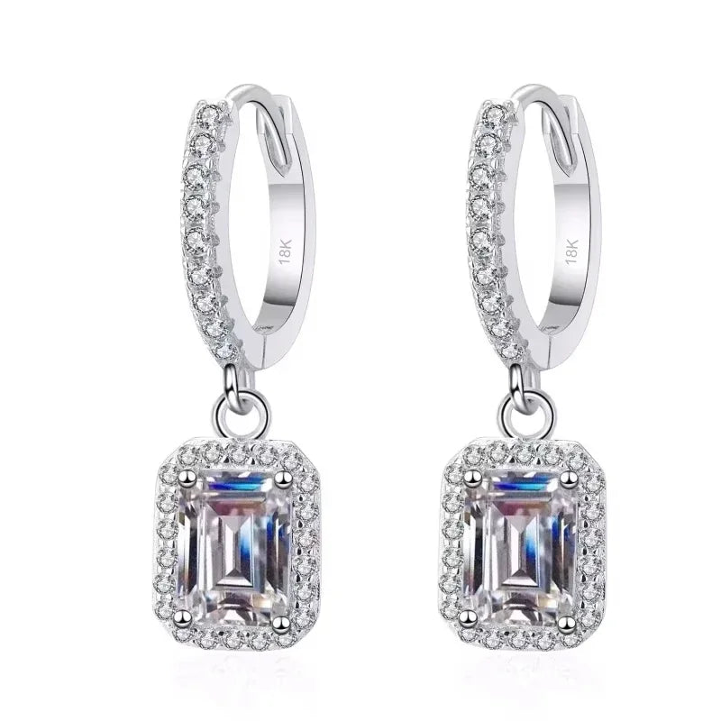 Girl Valentine's Day 18K White Gold Women Birthday Gift 1/2CT Moissanite Diamond Drop Earrings PT950 Platinum Wedding Jewelry