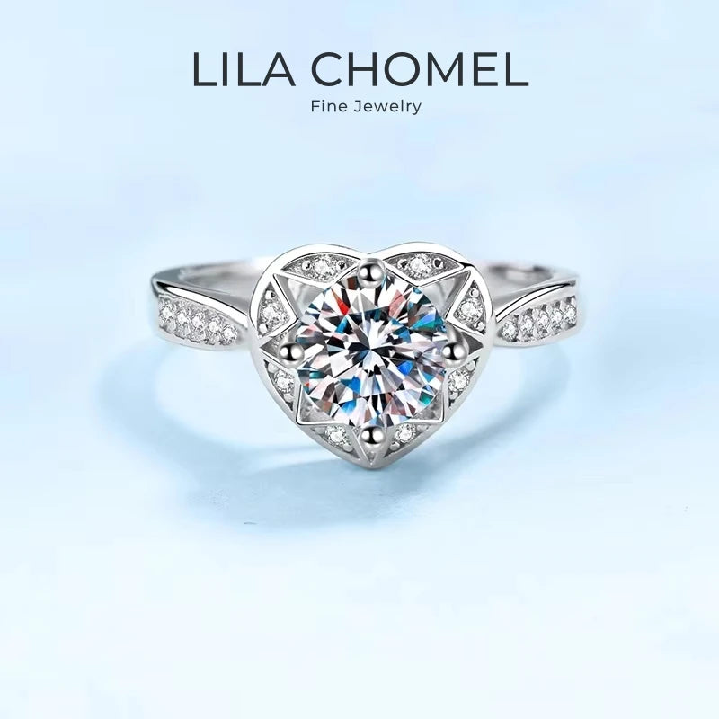 Lover Engagement 18K White Gold Wedding Band Women 1CT Moissanite Diamond Valentine's Day PT950 Platinum Girl Birthday Gift Lady