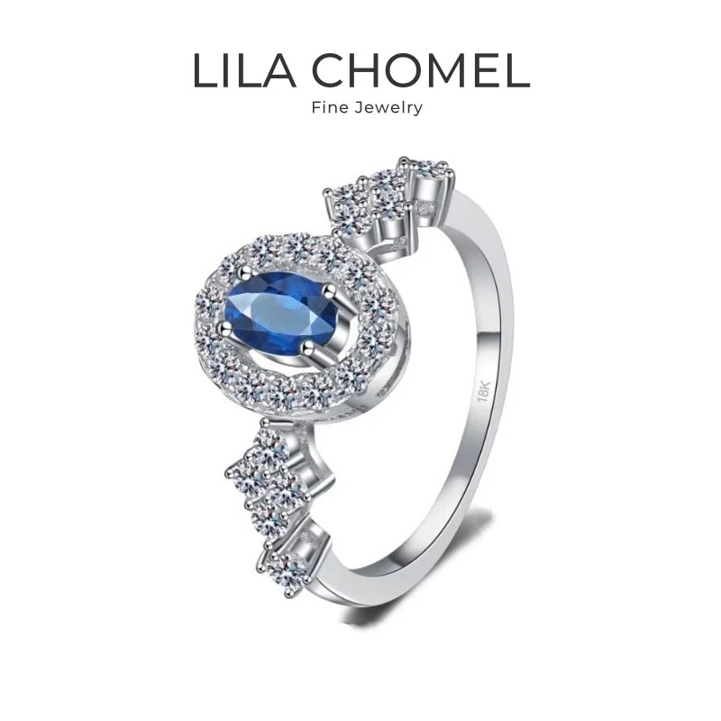 Women Birthday Gift 18K White Gold Wedding Band 0.5CT Blue Moissanite Diamond Girlfriend Valentine's Day PT950 Platinum Rings