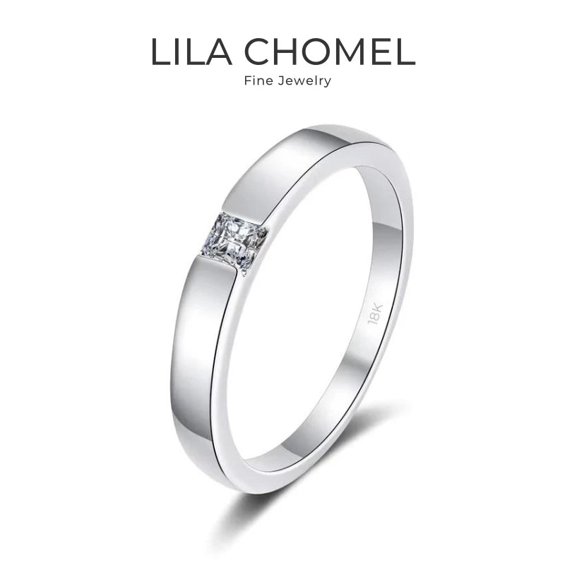 LOVERS Wedding Band 18K White Gold Women Men Engagement Rings 0.3CT Moissanite Diamond Girl Birthday Gift PT950 Platinum Jewelry