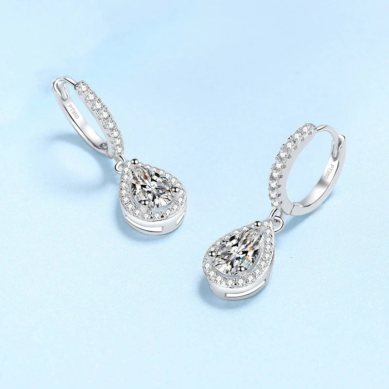 Women Valentine's PT950 Platinum Drop Earrings Wedding Jewelry 1/2CT Moissanite Diamond Girl Birthday Daughter Adult's Day Gift