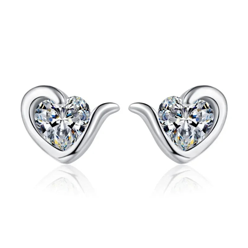 Daughter Adult's Day PT950 Platinum Heart Earplu Stud Earrings Women Valentine's Day 0.6CT Moissanite Diamond Girl Birthday Gift