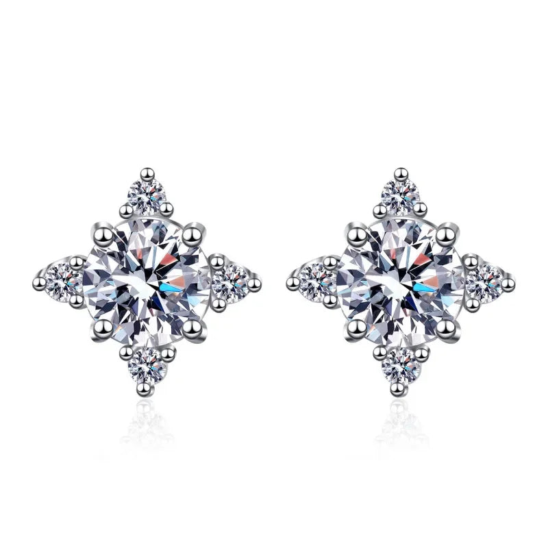 Girl Valentine's Day PT950 Platinum Earplug Stud Earrings Women Engagement 0.5/1CT Moissanite Diamond Lady Wedding Fine Jewelry