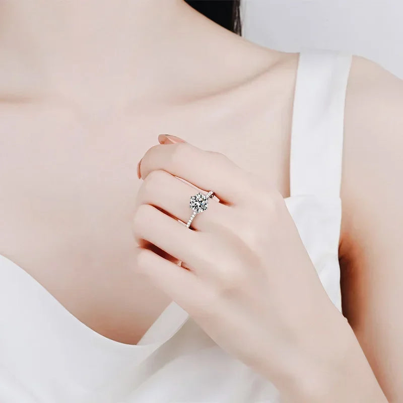 Engagement Women Rings Platinum PT950 Wedding Band 2CT VVS1 D Color Moissanite Diamond Girl Birthday Gift Wife Valentine's Day