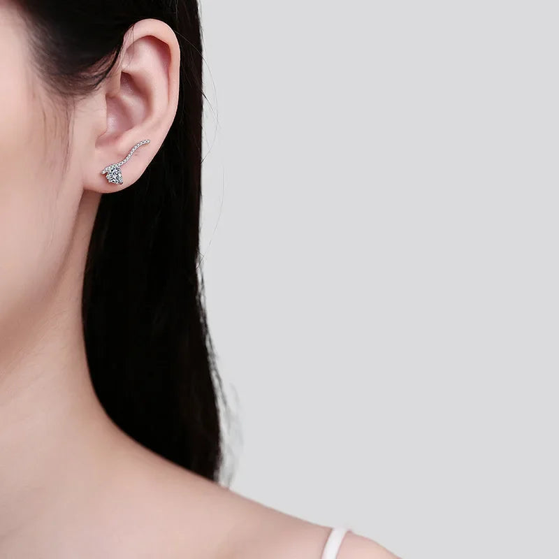 Girlfriend Birthday Gift 18K White Gold Women Wedding Stud Earrings 1CT Moissanite Diamond PT950 Platinum Lady Valentine's Day