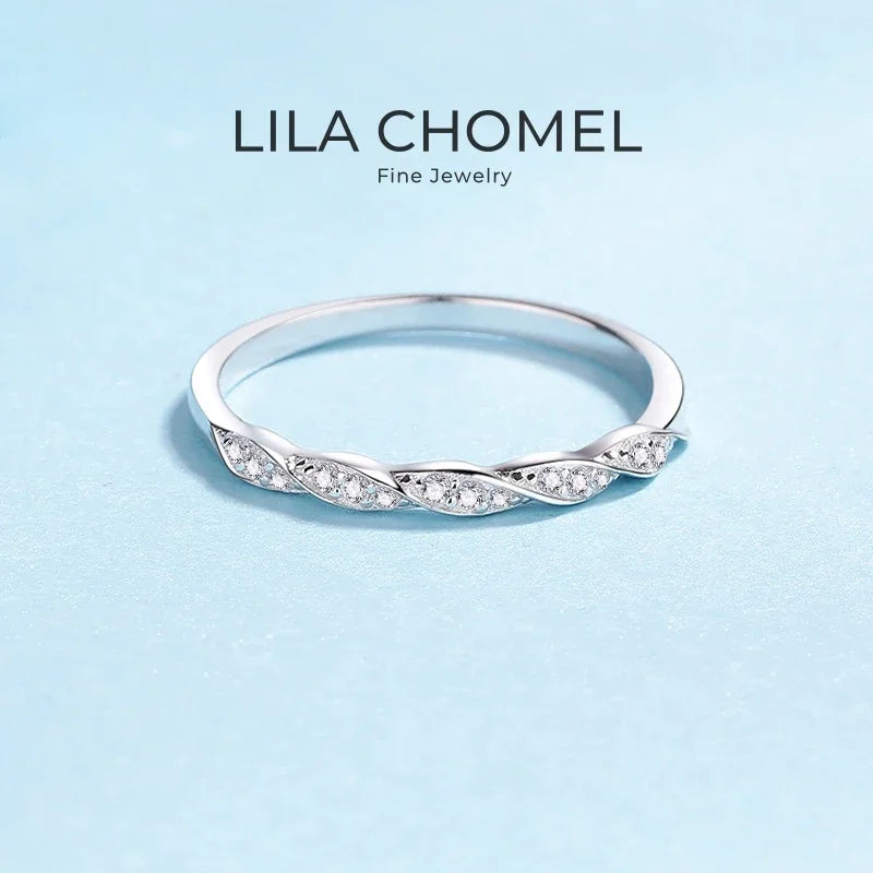 Valentine's Day Women 18K White Gold Birthday Gift Rings 0.12CT Moissanite Diamond Girlfriend Wedding Band Daughter Adult's Day