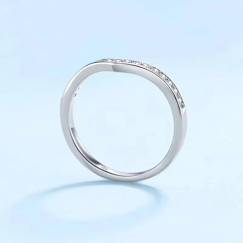 WOMEN Engagement Rings 18K White Gold Wedding Band Moissanite Diamond 0.14CT Girl Valentine's Day PT950 Platinum Birthday Gift