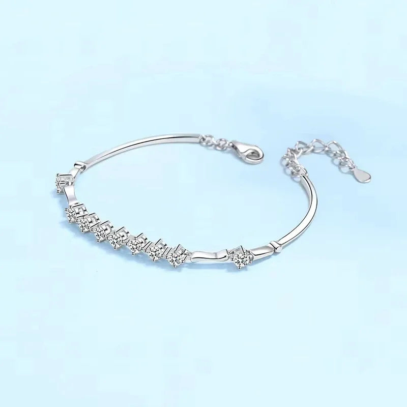 Wedding Jewelry 18K White Gold Bracelets Girlfriend Birthday Gift 1.35CT Moissanite Diamond PT950 Platinum Women Valentine's Day