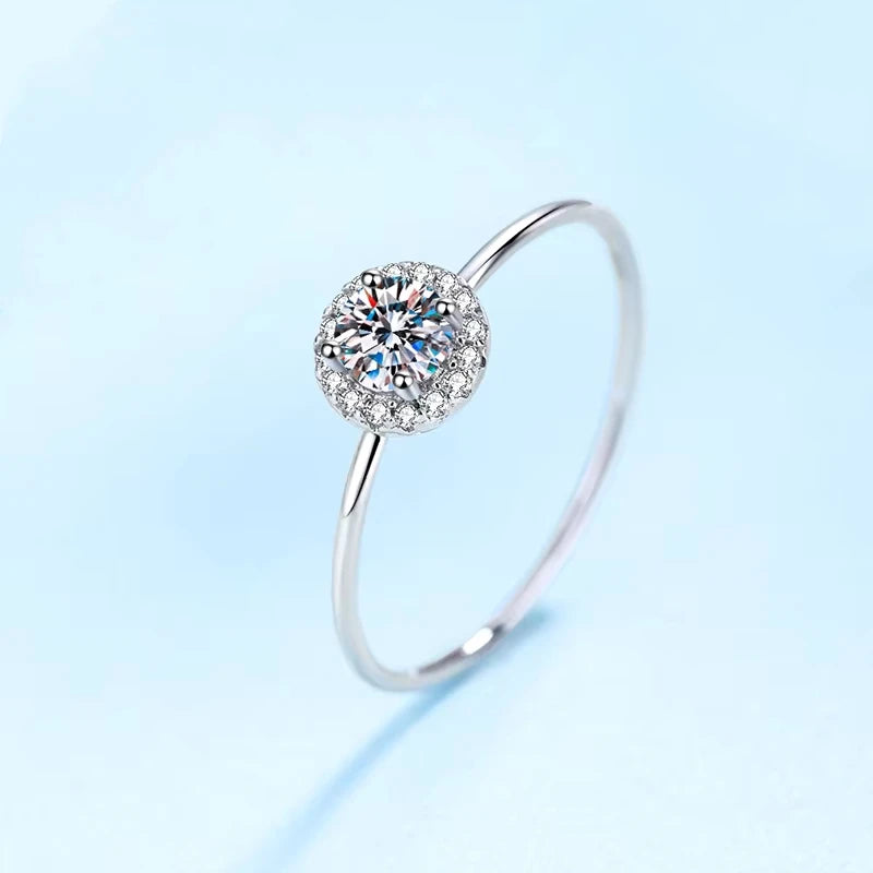 Daughter Adult's Day 18K White Gold Rings 0.3CT Moissanite Diamond Women Valentine's Day Girl Birthday Gift Fine Jewelry Classic
